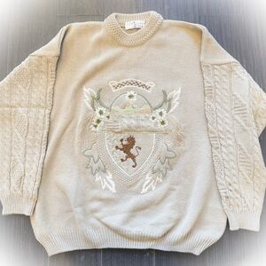 Vintage 80’s Cortigiani Cream Crewneck 70% Wool 30% acrylic Men’s Sweater